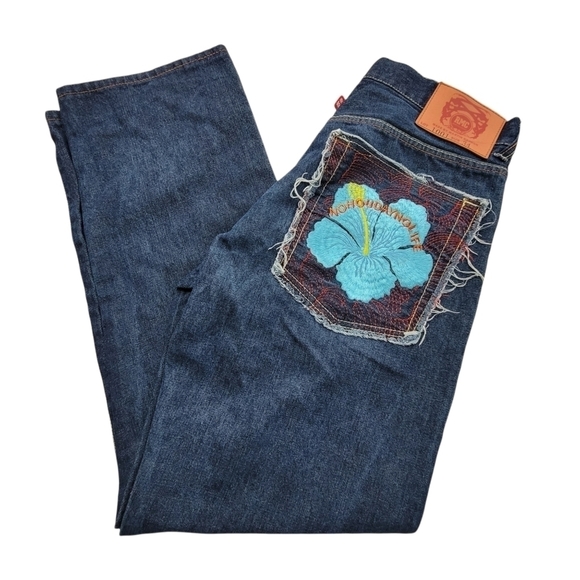 High Waist Wide Leg Button Fly  Embroidered  Jeans Size W30 L31 Designer… - Picture 6 of 12
